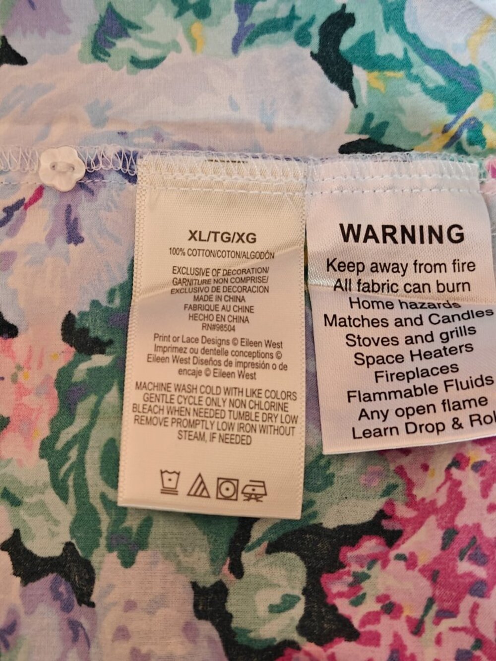 EILEEN WEST Floral Nightgown XL Cotton Lace Trim Sleep Dress Cottagecore - Picture 4 of 7